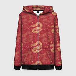 Толстовка на молнии женская The chinese dragon pattern, цвет: 3D-черный