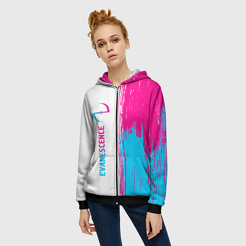 Женская толстовка на молнии Evanescence neon gradient style: по-вертикали / 3D-Черный – фото 3