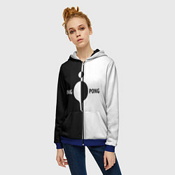 Толстовка на молнии женская Ping-Pong черно-белое, цвет: 3D-синий — фото 2