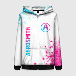 Толстовка на молнии женская Aerosmith neon gradient style: надпись, символ, цвет: 3D-черный