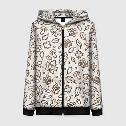 Толстовка на молнии женская Осень - бежевый 2, цвет: 3D-черный