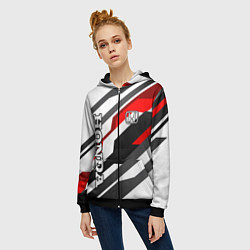 Толстовка на молнии женская Honda - red and white, цвет: 3D-черный — фото 2