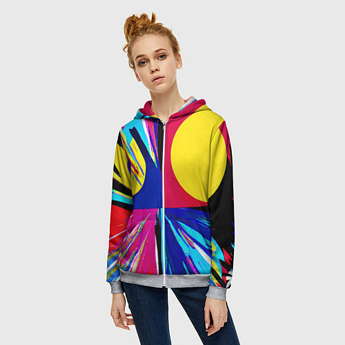 Женская толстовка на молнии Pop art composition - neural network / 3D-Меланж – фото 3