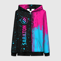 Толстовка на молнии женская Sabaton - neon gradient: по-вертикали, цвет: 3D-черный