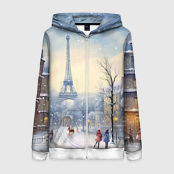 Женская толстовка на молнии Новогодний Париж