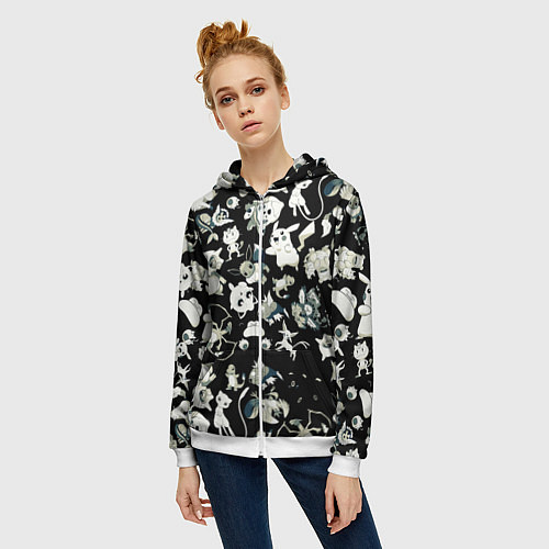 Женская толстовка на молнии Пикачу и сборник аниме покемонов / 3D-Белый – фото 3