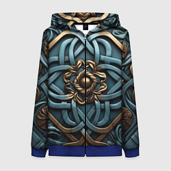 Толстовка на молнии женская Симметричный орнамент в кельтской стилистике, цвет: 3D-синий