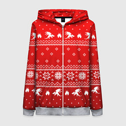 Женская толстовка на молнии Свитер с драконами - паттерн