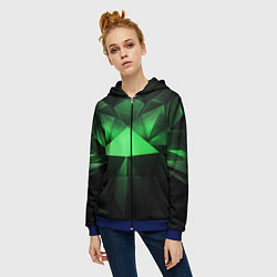 Толстовка на молнии женская Яркая зеленая геометрия, цвет: 3D-синий — фото 2
