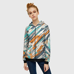 Толстовка на молнии женская Абстракция разноцветная, цвет: 3D-черный — фото 2