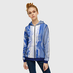 Толстовка на молнии женская Синие линии на белом фоне киберпанк, цвет: 3D-синий — фото 2