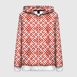Толстовка на молнии женская Славянские обережные узоры, цвет: 3D-белый