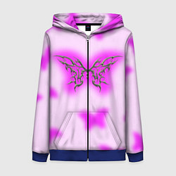 Толстовка на молнии женская Y2K purple butterfly, цвет: 3D-синий