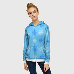 Толстовка на молнии женская Геометрия снежинок, цвет: 3D-белый — фото 2