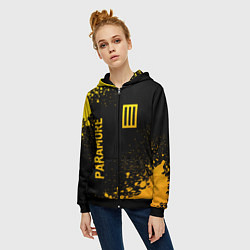 Толстовка на молнии женская Paramore - gold gradient вертикально, цвет: 3D-черный — фото 2