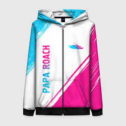 Толстовка на молнии женская Papa Roach neon gradient style вертикально, цвет: 3D-черный