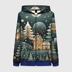Женская толстовка на молнии Снежная деревня в праздничном наряде