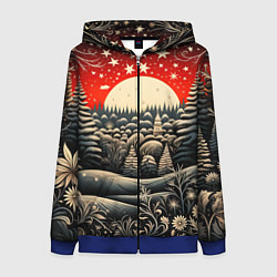 Женская толстовка на молнии Новогодняя сказка зимний рисунок