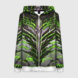 Толстовка на молнии женская Киберпанк доспех зелёный, цвет: 3D-белый