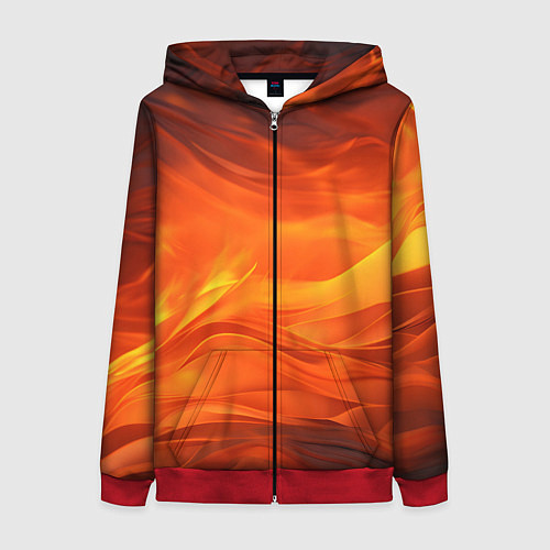 Женская толстовка на молнии Яркий огонь / 3D-Красный – фото 1