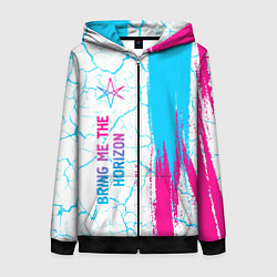 Толстовка на молнии женская Bring Me the Horizon neon gradient style по-вертик, цвет: 3D-черный