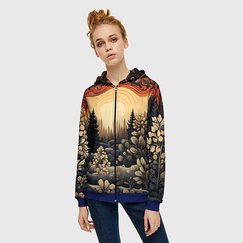 Женская толстовка на молнии Волшебные орнаменты / 3D-Синий – фото 3