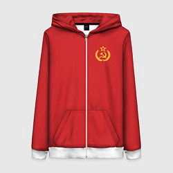 Толстовка на молнии женская СССР Герб со звездой, цвет: 3D-белый