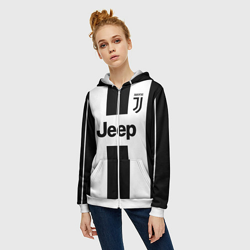 Женская толстовка на молнии Juventus collection / 3D-Белый – фото 3