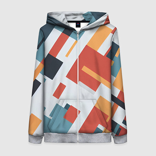 Женская толстовка на молнии Геометрический узор - нейросеть / 3D-Меланж – фото 1