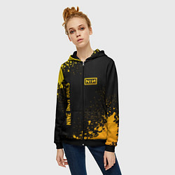 Толстовка на молнии женская Nine Inch Nails - gold gradient вертикально, цвет: 3D-черный — фото 2