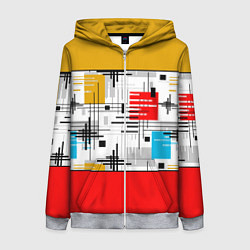 Толстовка на молнии женская Узор красного горчичного цвета, цвет: 3D-меланж