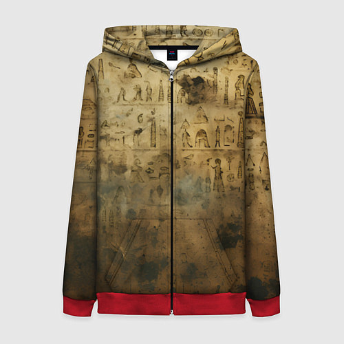 Женская толстовка на молнии Древний папирус / 3D-Красный – фото 1