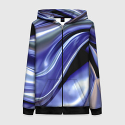Толстовка на молнии женская Синяя вязкая абстракция, цвет: 3D-черный