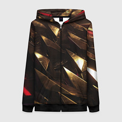 Толстовка на молнии женская Золотые камни абстракт, цвет: 3D-черный