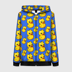 Толстовка на молнии женская Резиновые кото-уточки, цвет: 3D-черный