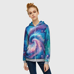 Толстовка на молнии женская Галактический тай-дай, цвет: 3D-меланж — фото 2