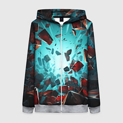 Толстовка на молнии женская Взрыв абстрактных камней, цвет: 3D-меланж