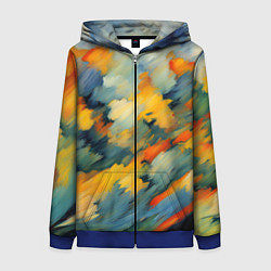 Женская толстовка на молнии Жёлтые и синие мазки