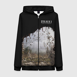 Толстовка на молнии женская STALKER 2 выход из тоннеля, цвет: 3D-черный
