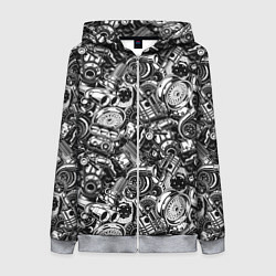 Толстовка на молнии женская Автотюнинг - запчасти, цвет: 3D-меланж