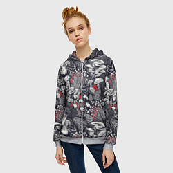Толстовка на молнии женская Разные грибы, цвет: 3D-меланж — фото 2