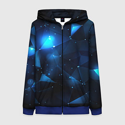 Толстовка на молнии женская Синяя геометрическая абстракция, цвет: 3D-синий