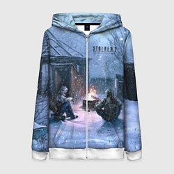 Толстовка на молнии женская STALKER 2 новички на кордоне, цвет: 3D-белый