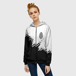 Толстовка на молнии женская Juventus black sport texture, цвет: 3D-черный — фото 2