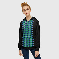 Толстовка на молнии женская Чешуя морского чудовища, цвет: 3D-черный — фото 2