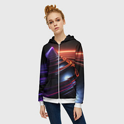 Толстовка на молнии женская Фиолетовая воронка, цвет: 3D-белый — фото 2