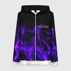 Толстовка на молнии женская Dantes Inferno flame neon, цвет: 3D-белый