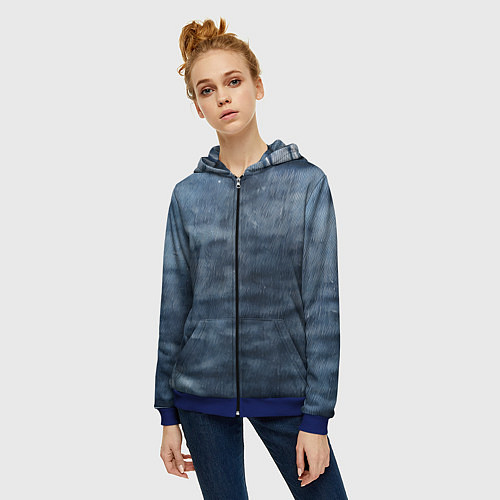 Женская толстовка на молнии Старая джинса / 3D-Синий – фото 3