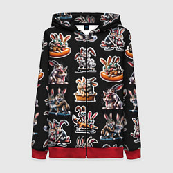 Толстовка на молнии женская Кролики - Камасутра позы, цвет: 3D-красный