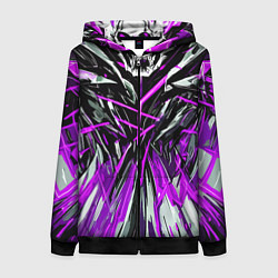 Толстовка на молнии женская Череп и фиолетовые полосы, цвет: 3D-черный